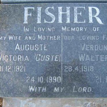 FISHER Verdun Walter 1918-2000 &amp; Auguste Victoria 1921-1990