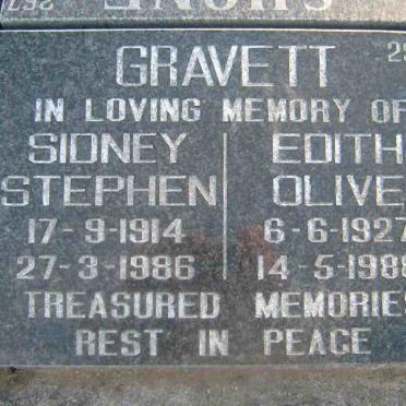 GRAVETT Sidney Stephen 1914-1986 &amp; Edith Olive 1927-1988