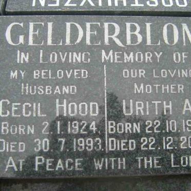 GELDERBLOM Cecil Hood 1924-1993 &amp; Urith A. 1929-2000