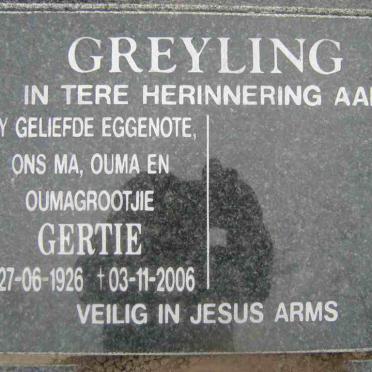 GREYLING Gertie 1926-2006