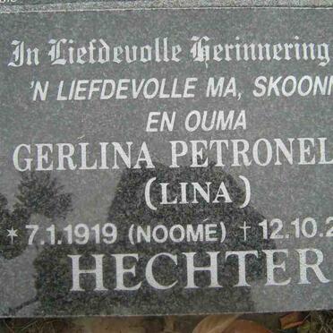 HECHTER Gerlina Petronella nee NOOMÉ 1919-2002