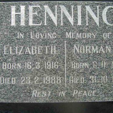 HENNING Norman C. 1915-1990 &amp; Elizabeth 1916-1988