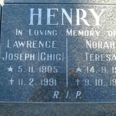 HENRY Lawrence Joseph1905-1991 &amp; Norah Teresa 1913-1993