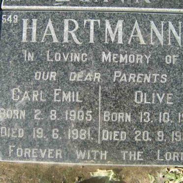 HARTMANN Carl Emil 1905-1981 &amp; Olive 1921-1994