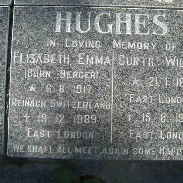 HUGHES Gurth Wilbur 1912-1995 &amp; Elizabeth Emma BERGER 1917-1989