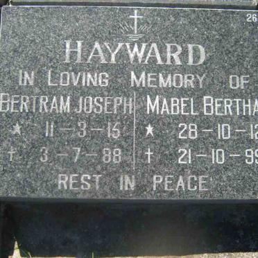 HAYWARD Bertram Joseph 1915-1988 &amp; Mabel Bertha 1912-1999