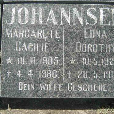 JOHANNSEN Margarete Cacilie 1905-1986 :: JOHANNSEN Edna Dorothy 1920-1988