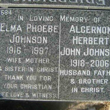 JOHNSON Algernon Herbert John 1918-2006 &amp; Elma Phoebe 1916-1997