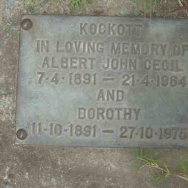 KOCKOTT Albert John Cecil 1891-1964 &amp; Dorothy 1891-1975