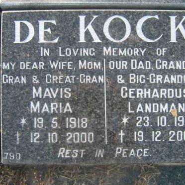 KOCK  Gerhardus Landman, de 1913-2005 &amp; Mavis Maria 1918-2000