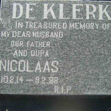 KLERK Nicolaas, de 1914-1988