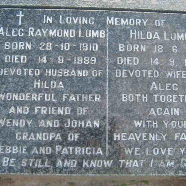 LUMB Alex Raymond 1910-1989 &amp; Hilda 1913-1999