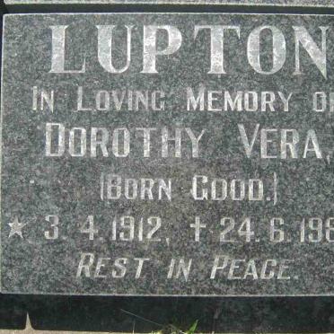 LUPTON Dorothy Vera nee GOOD 1912-1986