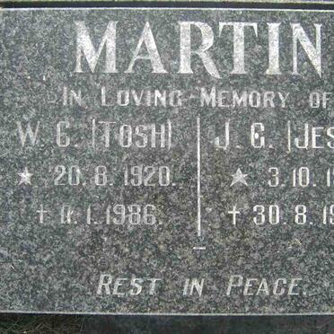 MARTIN  J.G. 1916-1995 &amp; W.G. 1920-1986
