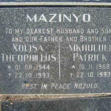 MAZINYO Xolisa Theophillus 1944-1993 :: MAZINYO Mkhululi Patrick 1968-1993