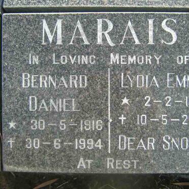 MARAIS Bernard Daniel 1916-1994 &amp; Lydia Emma 1914-2000