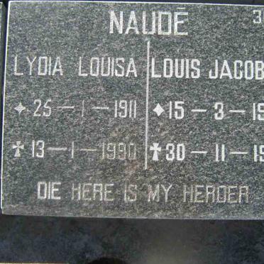 NAUDE Louis Jacobus 1914-1991 &amp;  Lydia Louisa 1911-1990