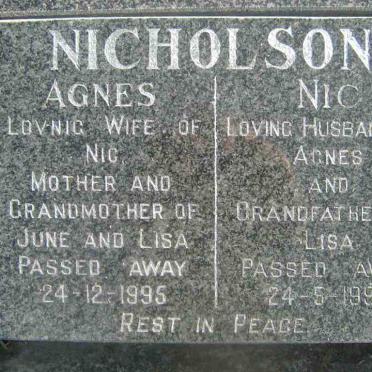 NICHOLSON Nic -1997 &amp; Agnes -1995