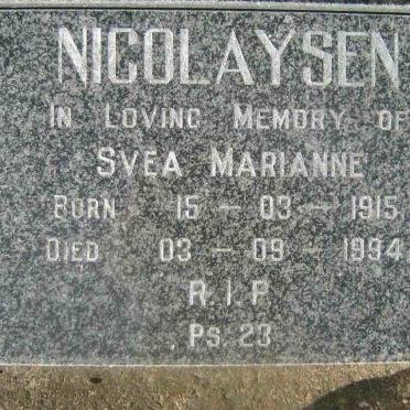 NICOLAYSEN Svea Marianne 1915-1994