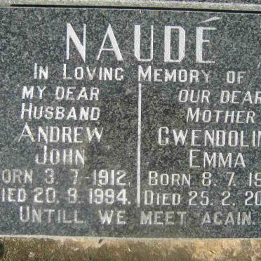 NAUDE Andrew John 1912-1994 &amp; Gwendoline Emma 1919-2002