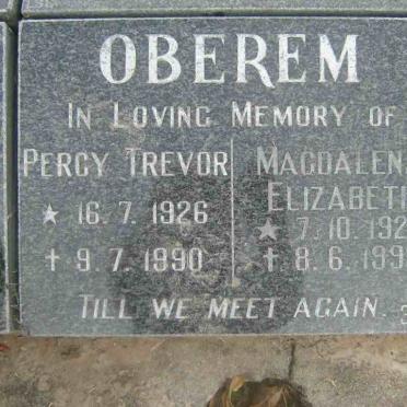 OBEREM Percy Trevor 1926-1990 &amp; Magdalena Elizabeth 1925-1993