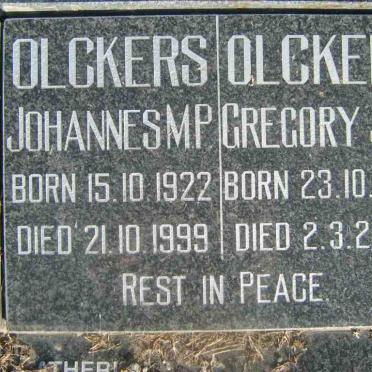 OLCKERS Johannes M.P. 1922-1999 &amp; Gregory J.W. 1954-2005