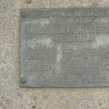 OBEREM William Frederick 1919-1980