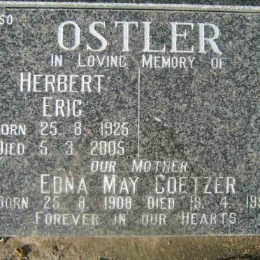 OSTLER Herbert Eric 1925-2005 :: COETZER Edna May 1908-1995