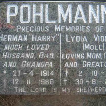 POHLMANN Herman 1914-1988 &amp; Lydia Violet MOLL 1916-2003