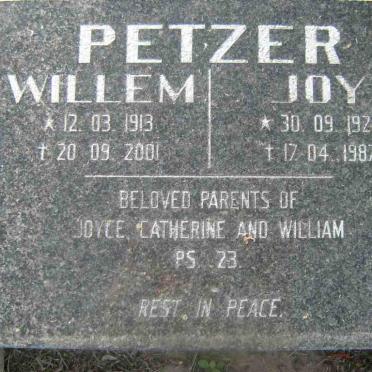 PETZER Willem 1913-2001 &amp; Joy 1922-1987