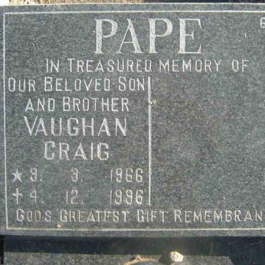 PAPE Vaughan Craig 1966-1996