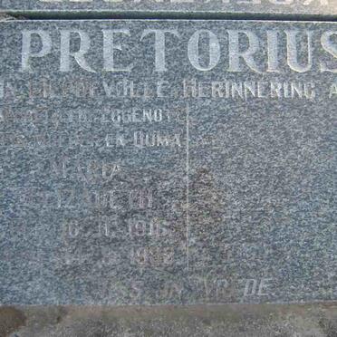PRETORIUS Maria Elizabeth 1916-1988