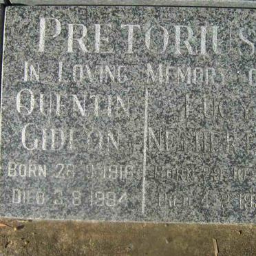 PRETORIUS Quintin Gideon 1916-1994 &amp; Lucy Netherton 1917-1999