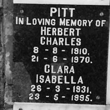 PITT Herbert Charles 1910-1970  &amp;  Clara Isabella 1931-1995