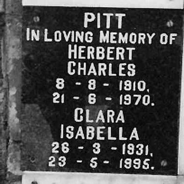 PITT Herbert Charles 1910-1970  &amp;  Clara Isabella 1931-1995