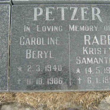 PETZER Caroline Beryl 1940-1986 :: RABE Kristy Samantha 1987-1990