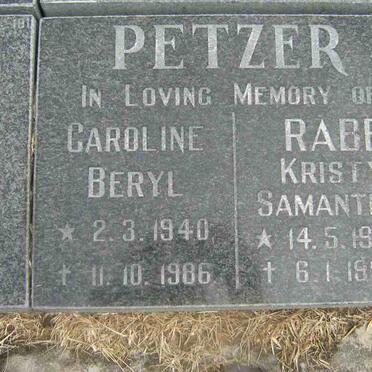 PETZER Caroline Beryl 1940-1986 :: RABE Kristy Samantha 1987-1990