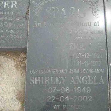 SPARG Emil A.E. 1921-1977 :: SPARG Shirley Angela 1949-2002