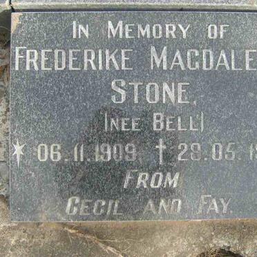 STONE Frederika Magdalene nee BELL 1909-1991