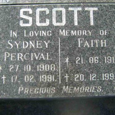SCOTT Sydney Percival 1908-1991 &amp; Faith 1915-1994