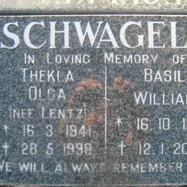 SCHWAGELE  Basil William 1935-2002 &amp; Thekla Olga LENTZ 1941-1998