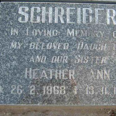 SCHREIBER Heather Ann 1968-1989