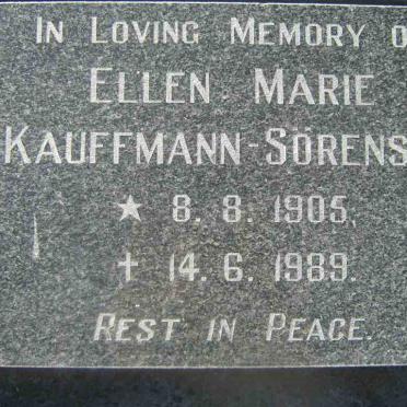 SÖRENSEN Ellen Marie, Kauffmann 1905-1989