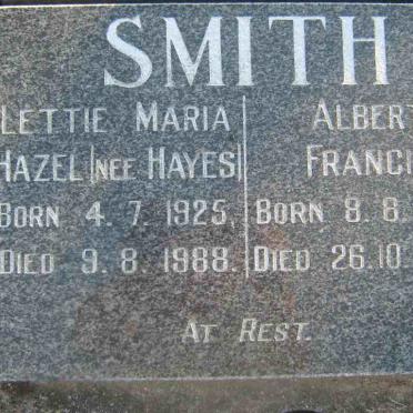 SMITH Albert Francis 1923-1988 &amp;  Lettie Maria Hazel HAYES 1925-1988