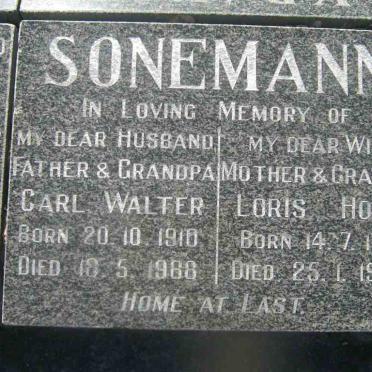 SONEMANN Carl Walter 1910-1988 &amp; Loris Hope 1911-1998