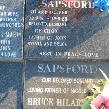 SAPSFORD Hilary Oliver 1916-1988 ::SAPSFORD Bruce Hilar