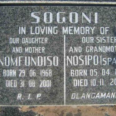SOGONI Nomfundiso 1968-2001 :: SOGONI Nosipo  1950-2006