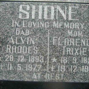 SHONE Alvin Rhodes 1893-1977 &amp; Florence Trixie 1897-1977