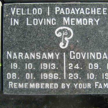 VELLOO   Govindama  nee PADAYACHEE 1911-1989 &amp; Naransamy 1913-1996