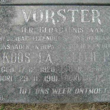 VORSTER Koos J.A. 1920-1981 &amp; P.J. 1922-1989